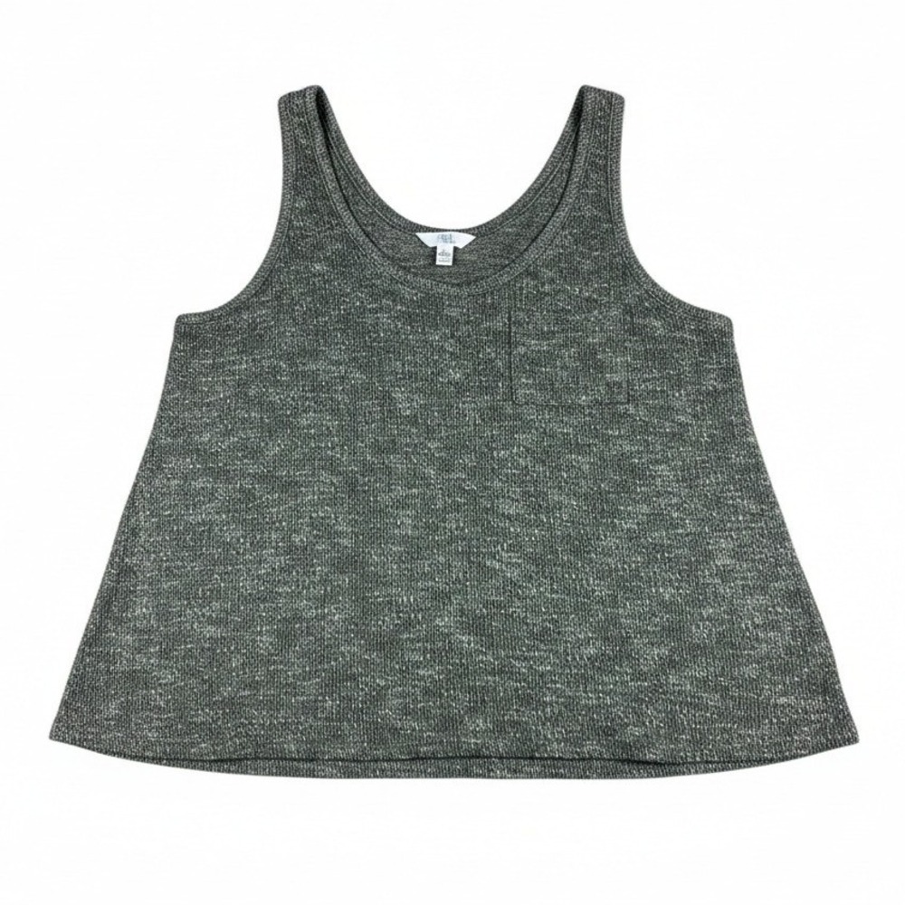 Time and Tru Sleeveless Womens Green Marled Knit Tank Top Size Large 12-14
